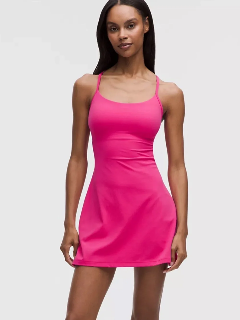 LULULEMON FLOW Y DRESS LIGHT SUPPORT B/C CUP SONIC PINK WOMEN'S SZ MEDIUM NEW